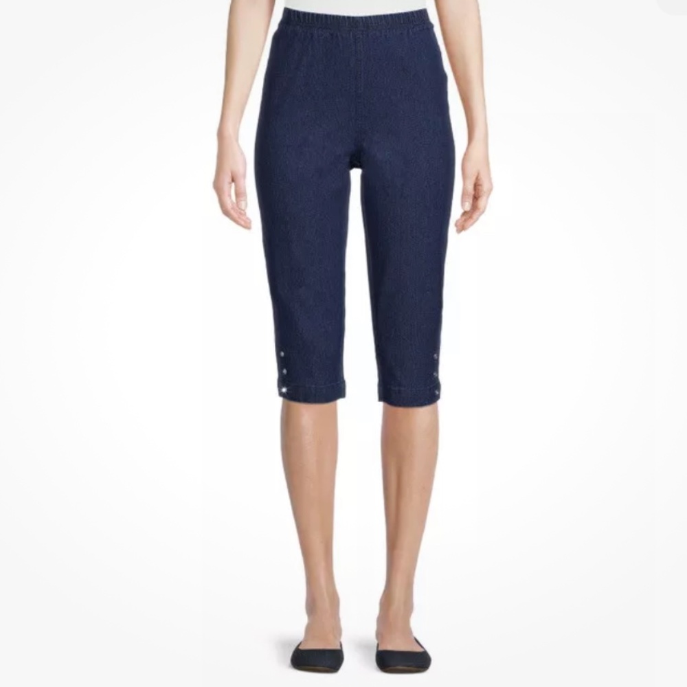 RealSize Women’s Bling Stretch Dark Indigo Capris Size XXL (20-22) NWT